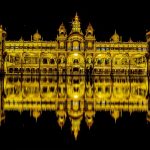 The illuminated Mysore Palace, seat of the Wodeyar kings of Karnataka