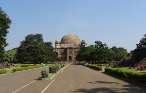 The vast dome of the Gol Gumbaz mausoleum at Bijapur
