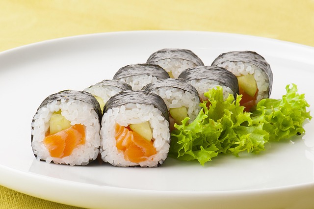 A lifelike sushi food sample
