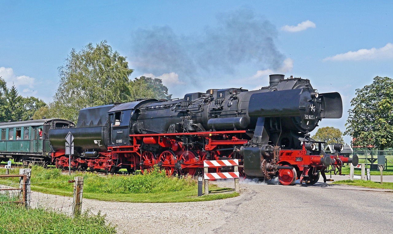 Vintage trains and locomotives on display