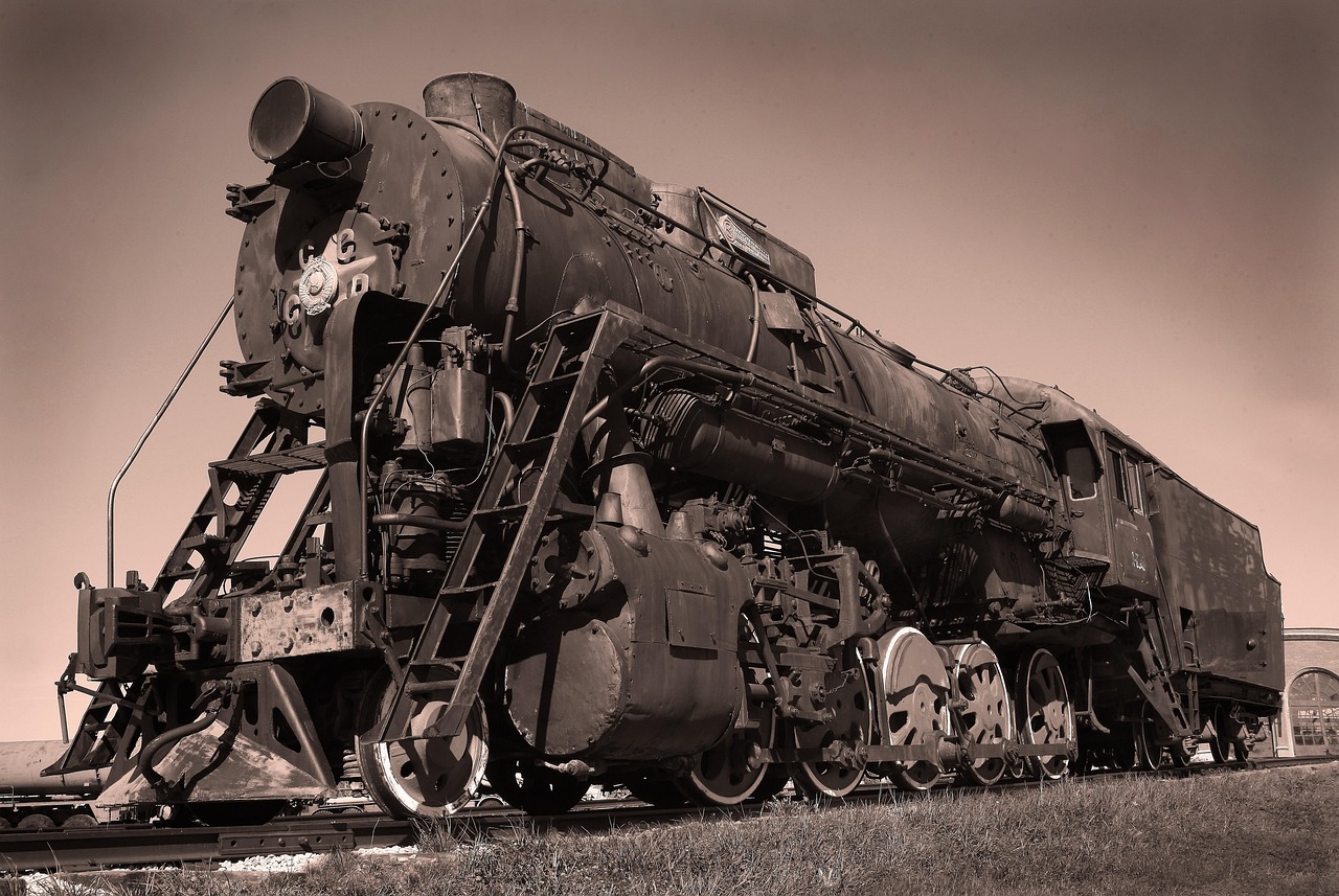 Vintage trains and locomotives on display