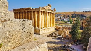 The Temple of Jupiter at Baalbek, its towering columns a testament to the grandeur of ancient Lebanon.