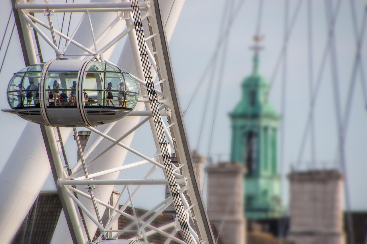 The London Eye and city skyline at dusk