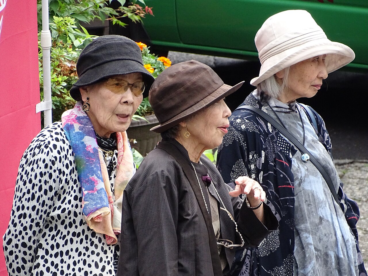 Three elderly Japanese women together