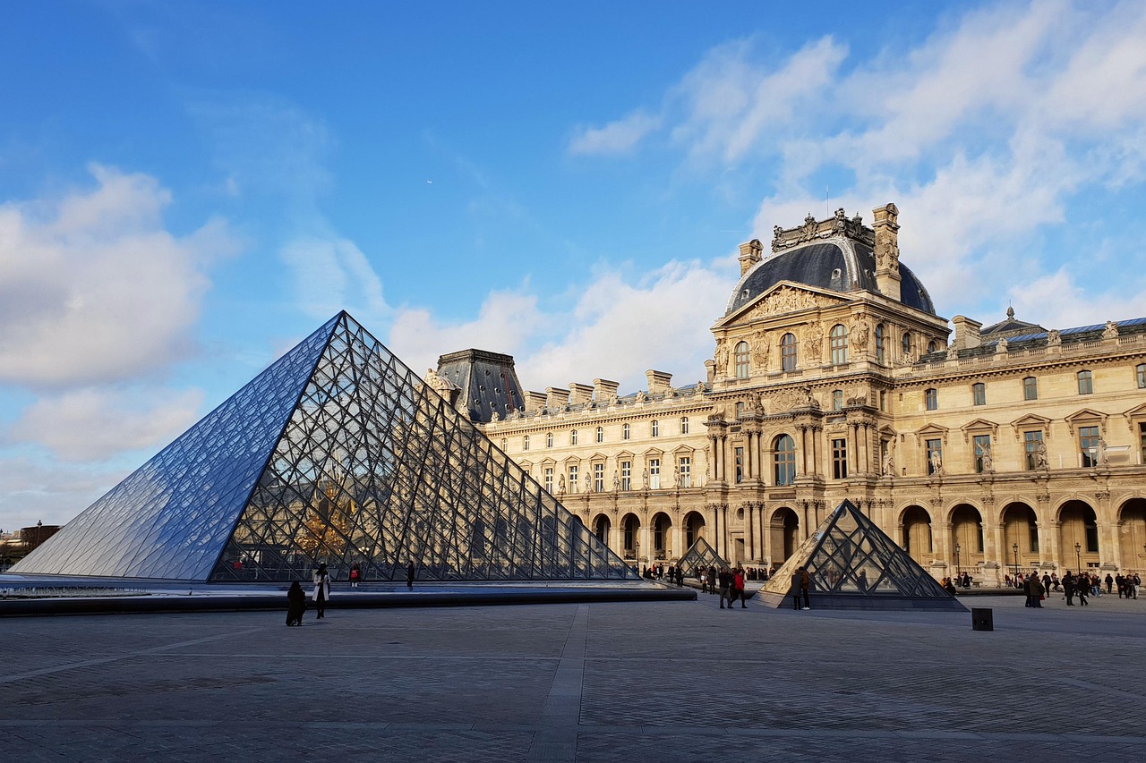 The Louvre and its glass pyramid