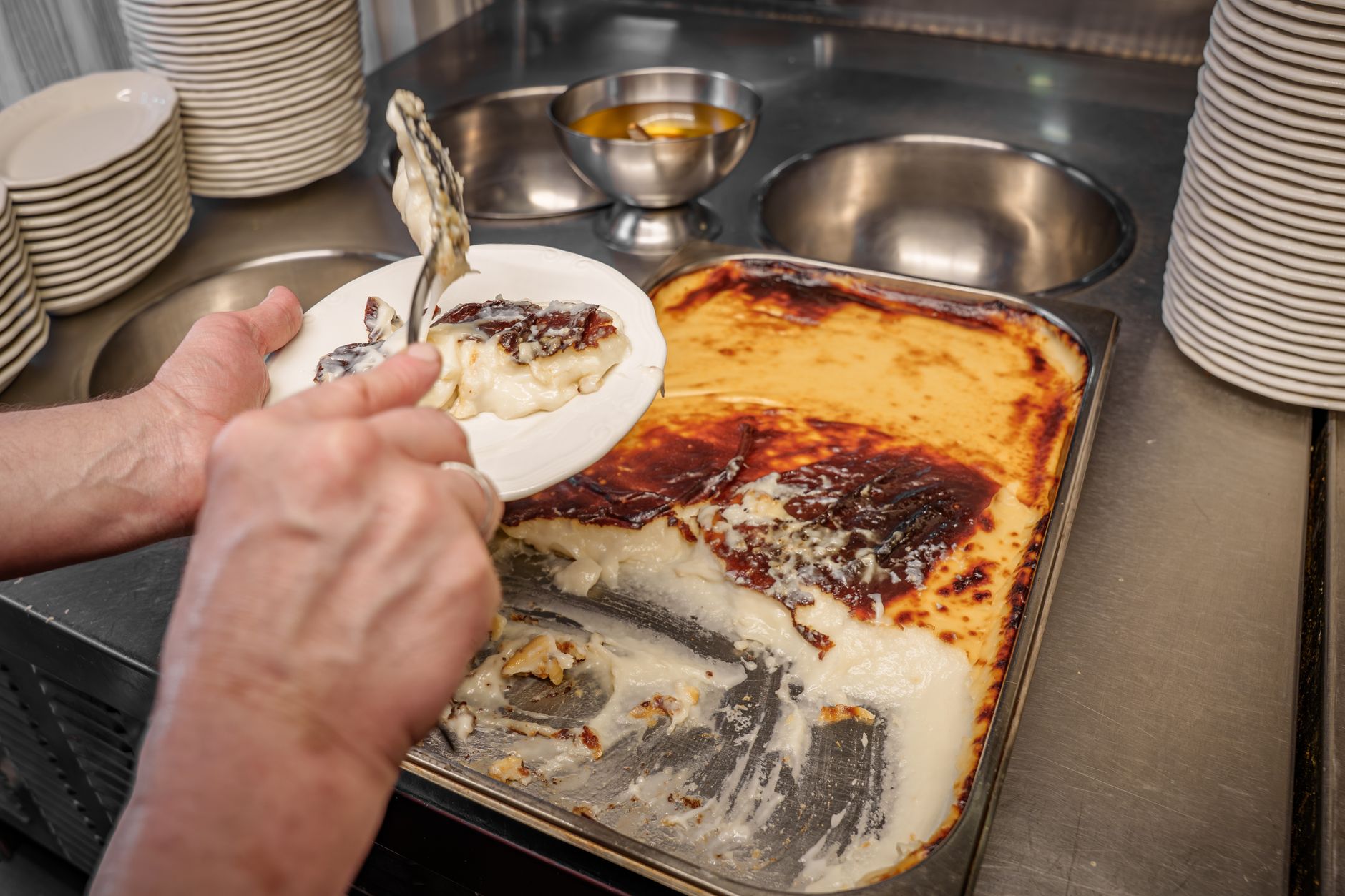 Making Kazandibi Dessert