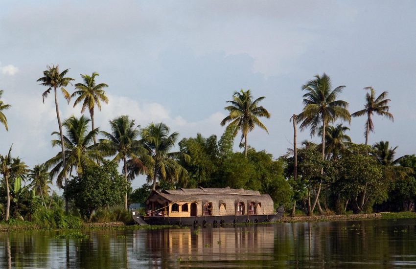 The palm-fringed backwaters of Kerala, a network of lagoons and canals