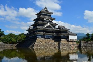 Black Matsumoto Castle and moat