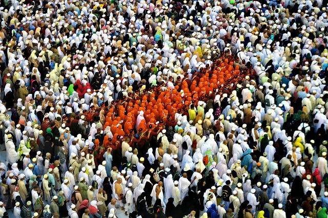 Pilgrims performing tawaf around the Kaaba
