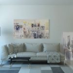 Large mirror reflecting light in a small living room