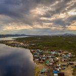 Snowy central Murmansk in the Arctic
