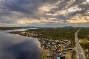 Snowy central Murmansk in the Arctic