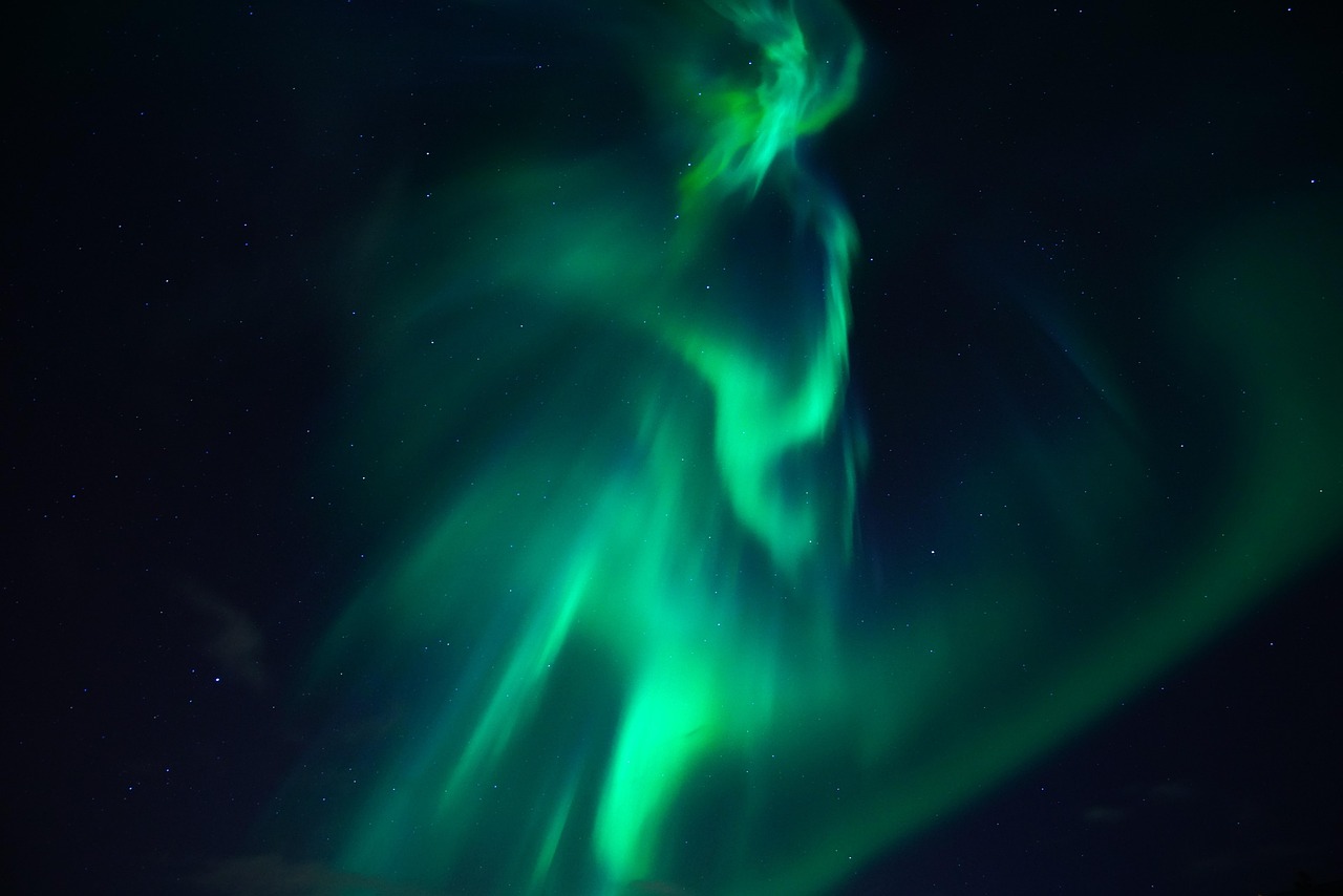 Northern lights over the Arctic landscape near Murmansk