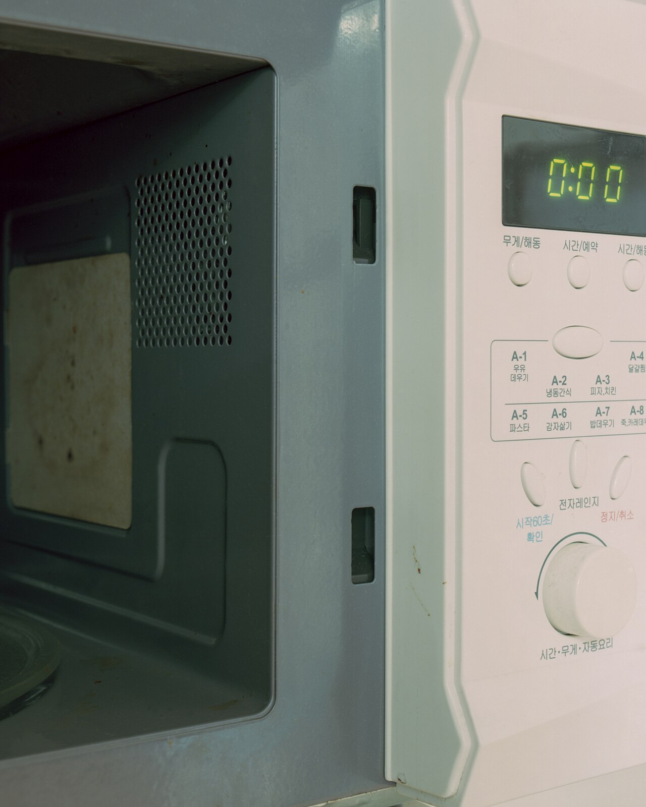 The control panel of a microwave oven