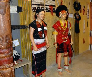 Naga tribespeople in traditional dress, the warrior peoples of the eastern hills