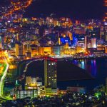 Night view over Nagasaki city, Japan