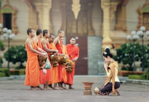 Buddhist monks at prayer, part of Nepal's Himalayan Buddhist tradition