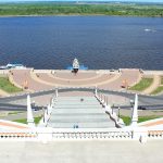 The Volga riverfront and bridge at Nizhny Novgorod