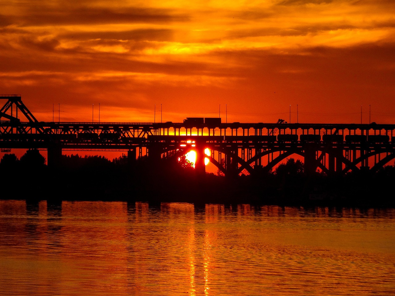 The Volga riverfront and bridge at Nizhny Novgorod