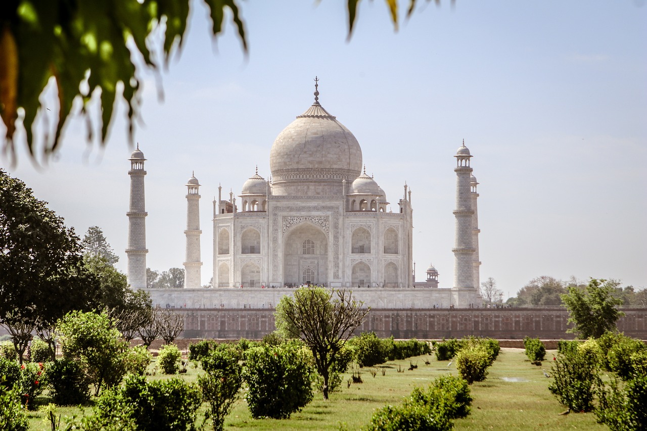 The Taj Mahal in Agra, the marble masterpiece of the Mughal era in northern India