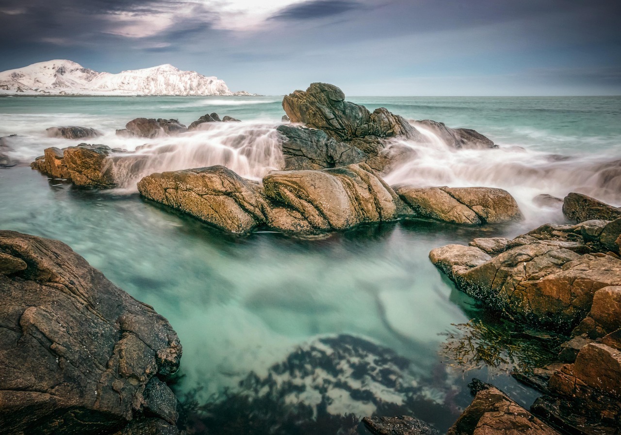 The dramatic peaks and shores of the Lofoten Islands in northern Norway