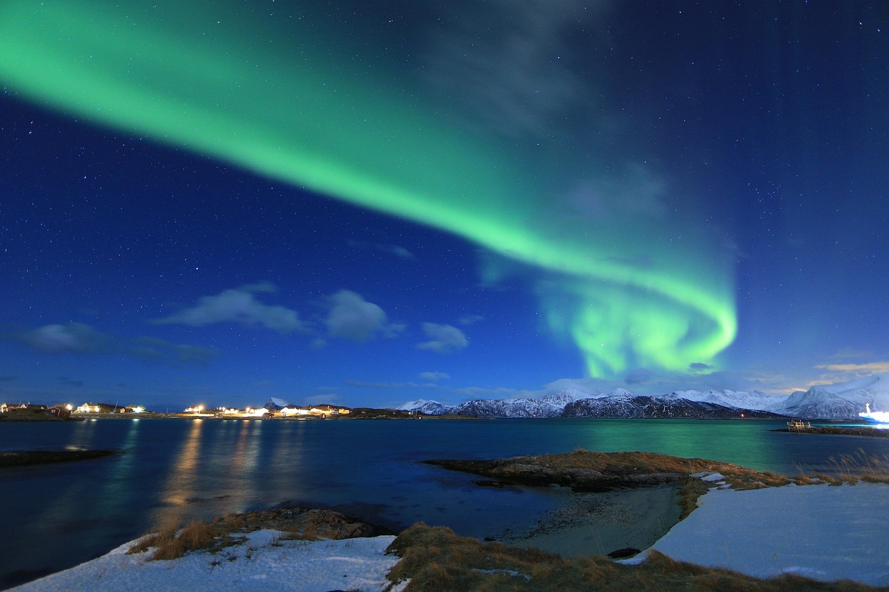 The northern lights over northern Norway, near Tromso in the Arctic
