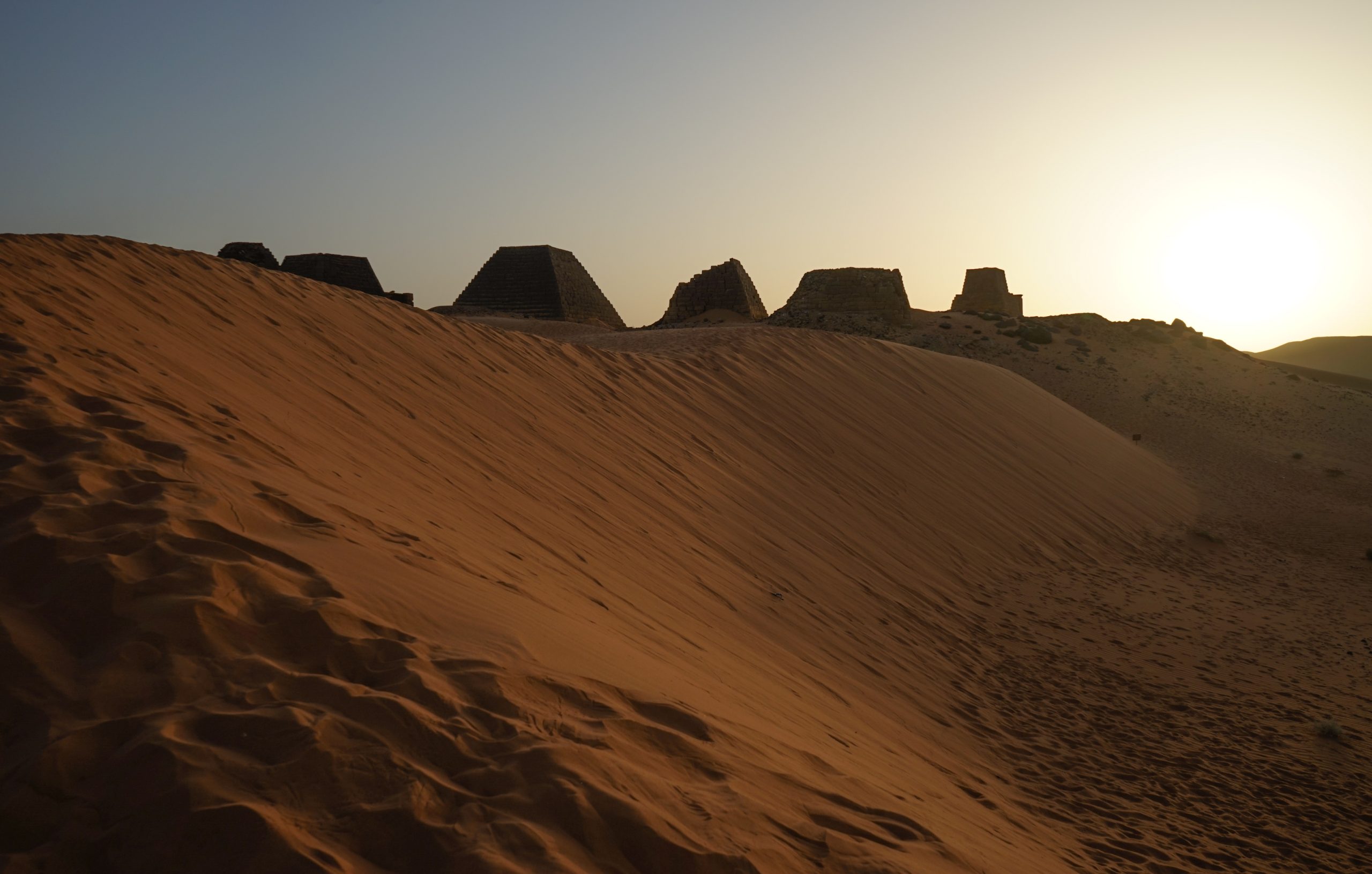 Nubian pyramids with damaged tops