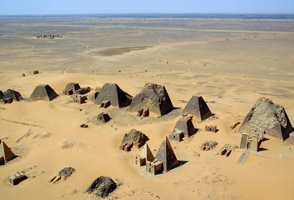 Meroe pyramids in the Sudanese desert