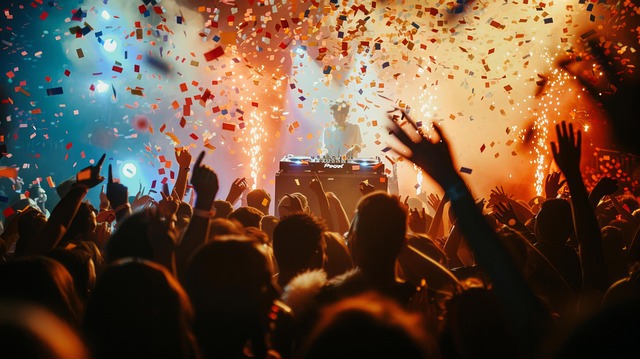 Crowds at a concert inside a major arena