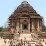 A carved stone chariot wheel of the Konark Sun Temple in Odisha