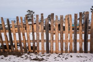 Rocky shoreline and headland on Olkhon Island, Lake Baikal