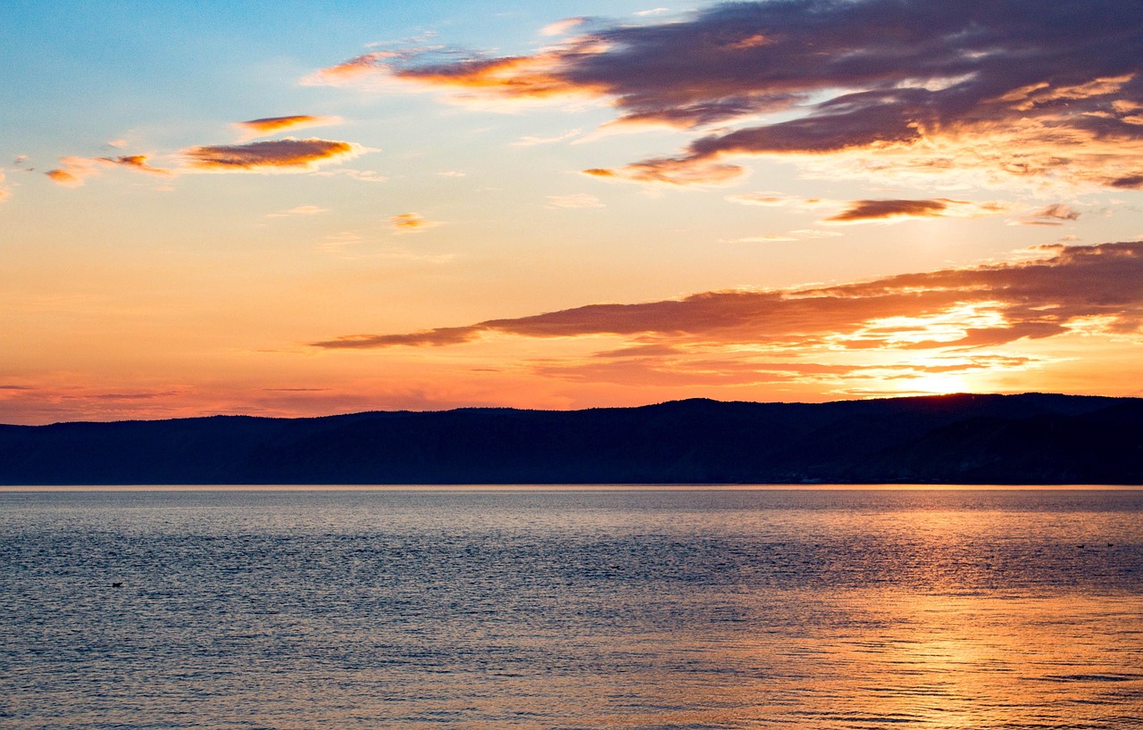 Rocky shoreline and headland on Olkhon Island, Lake Baikal