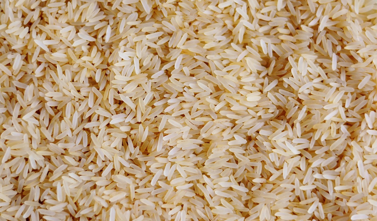A heap of rice grains
