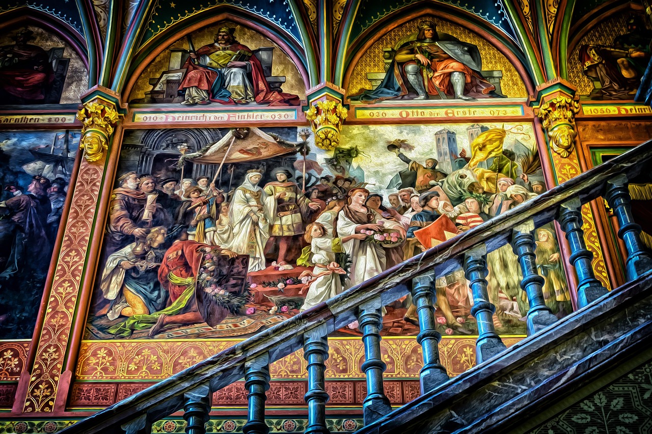 Paintings on a gallery wall