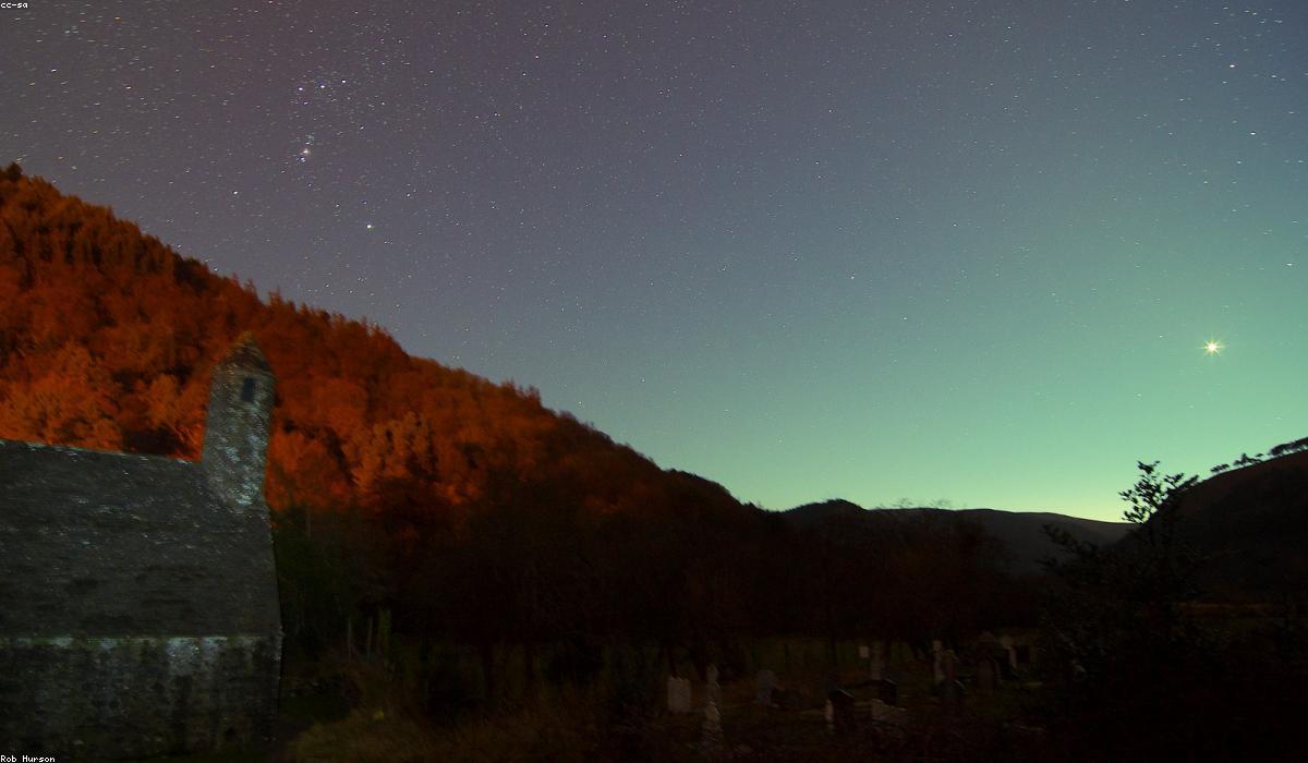 A medieval church and graveyard