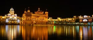 The marble and gold architecture of the Golden Temple complex