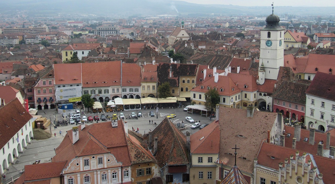 The Saxon city of Sibiu with its distinctive rooftops