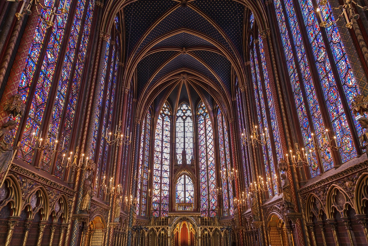 The stained-glass interior of Sainte-Chapelle