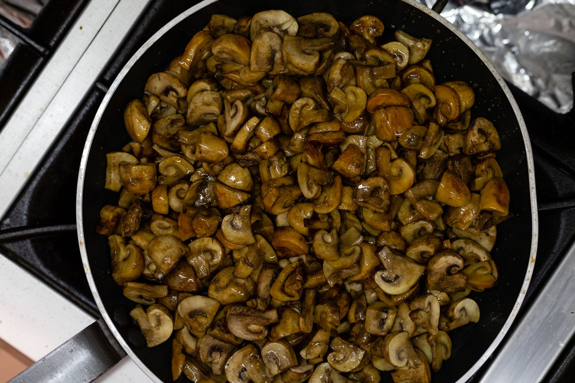 Sauteed Mushrooms with Meat in Casserole