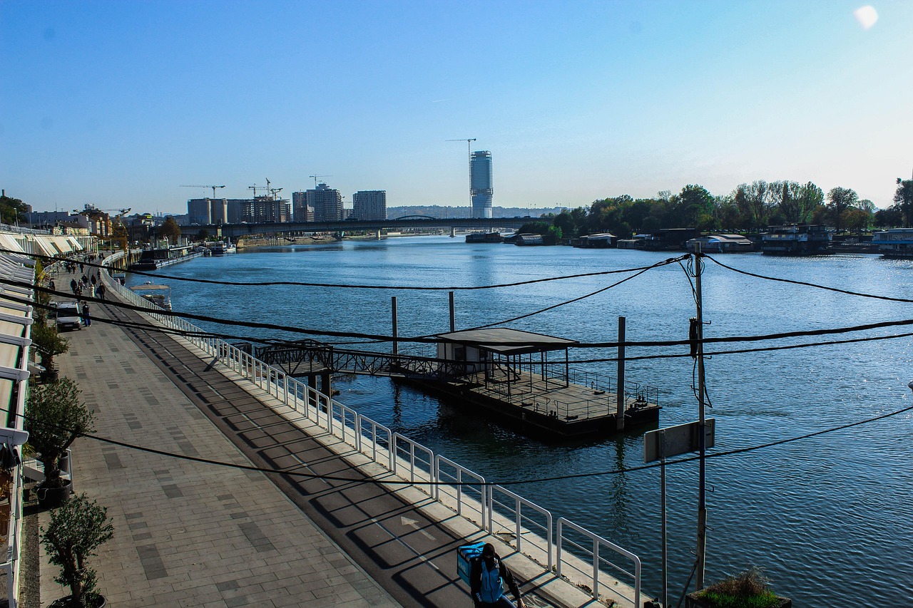 Belgrade, the Serbian capital, on its riverside promenade