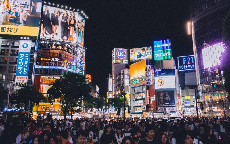 Crowds crossing the Shibuya scramble intersection in Tokyo