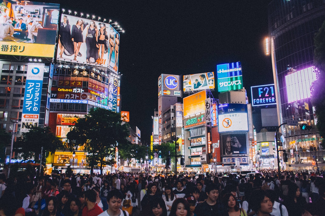 Crowds crossing the Shibuya scramble intersection in Tokyo
