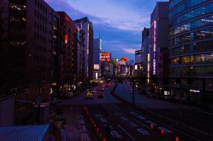 Shinjuku district skyline and streets in Tokyo