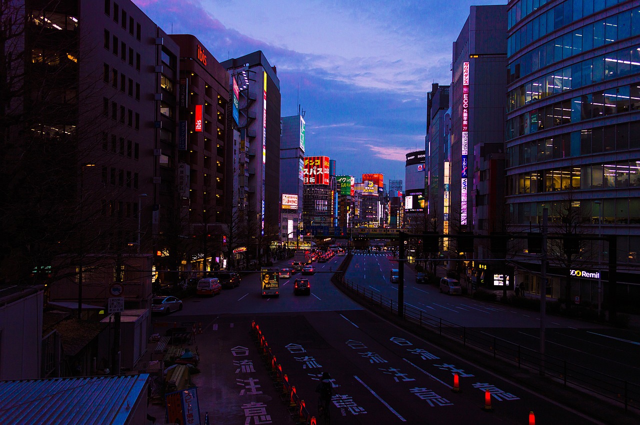 Shinjuku district skyline and streets in Tokyo