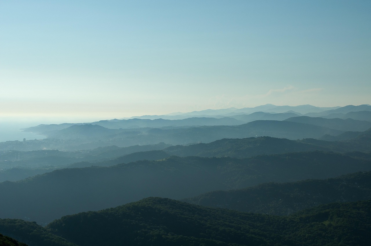 View over forested hills near Sochi