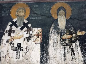 A fresco of Serbian saints