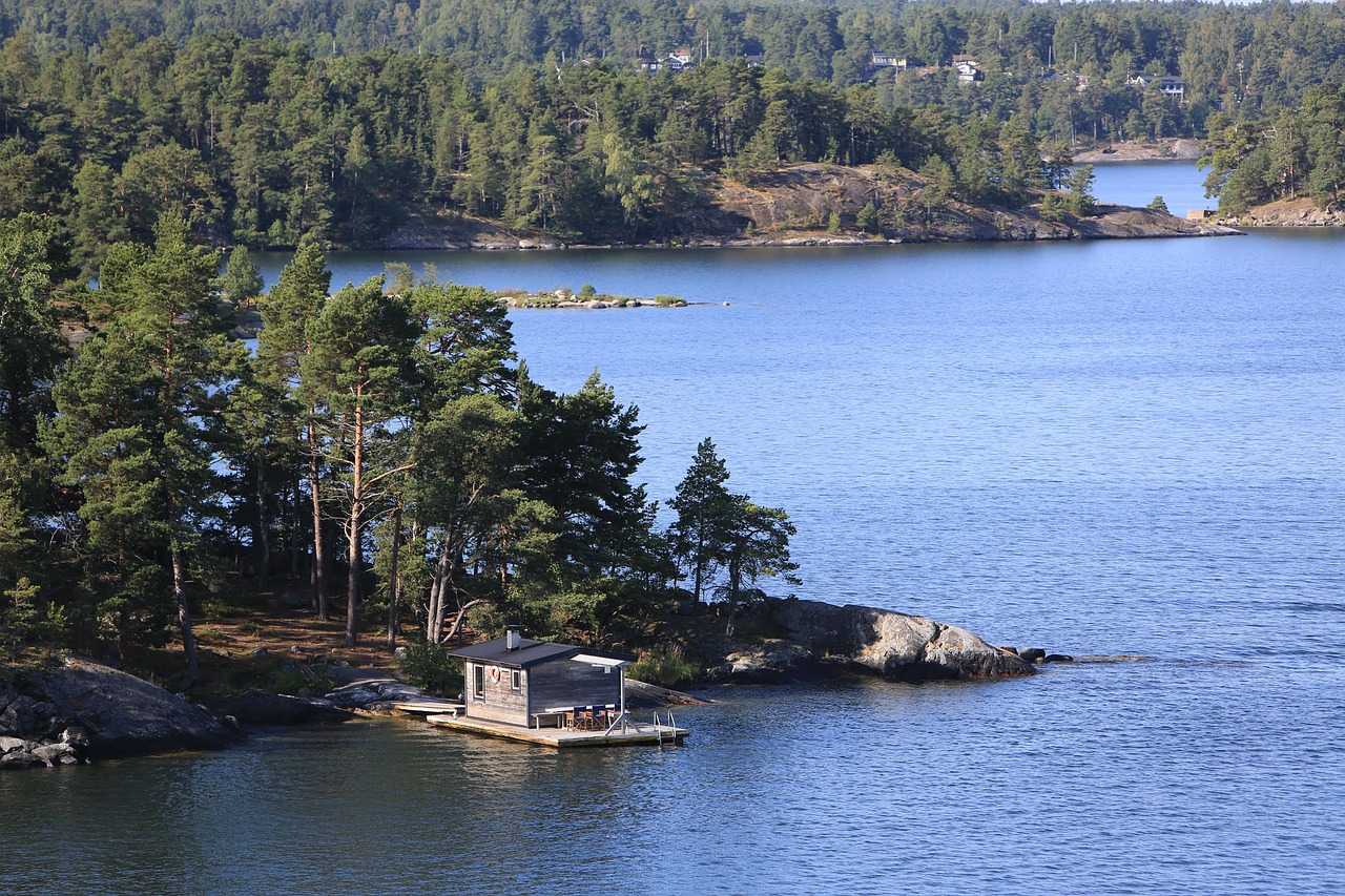 The rocky islands of the Stockholm archipelago scattered across the Baltic