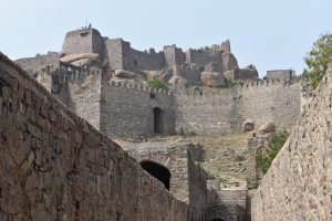 The ramparts of Golconda Fort overlooking Hyderabad