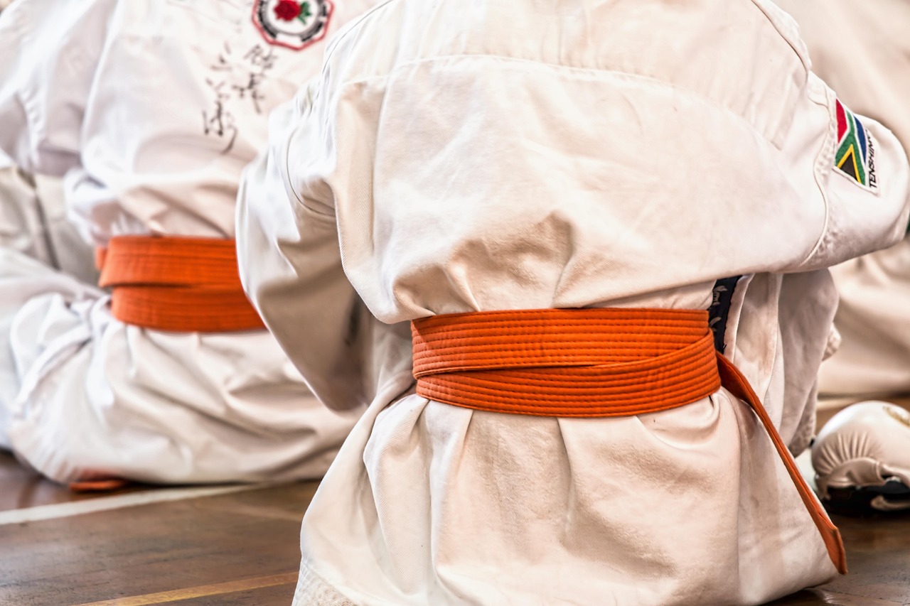 A martial artist training in a dojo
