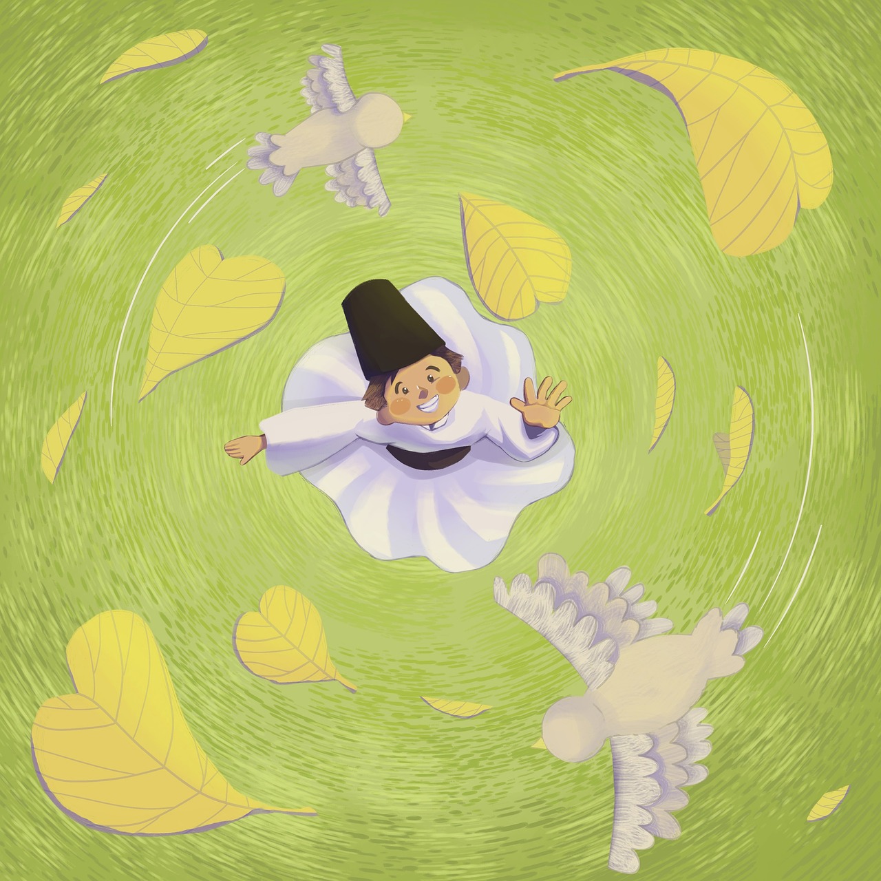 A whirling dervish in a flowing white robe